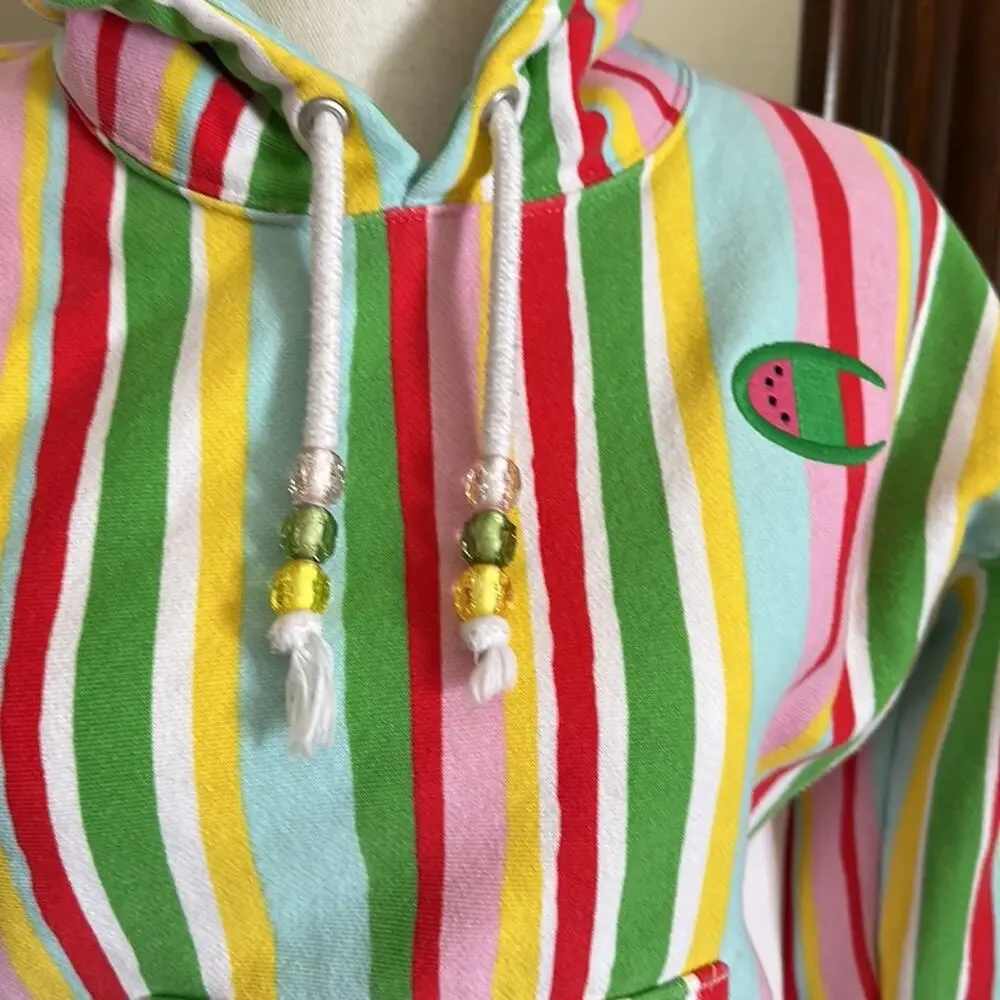Champion X Susan Alexandra Collaboration | Reverse Weave Striped Hoodie Size S